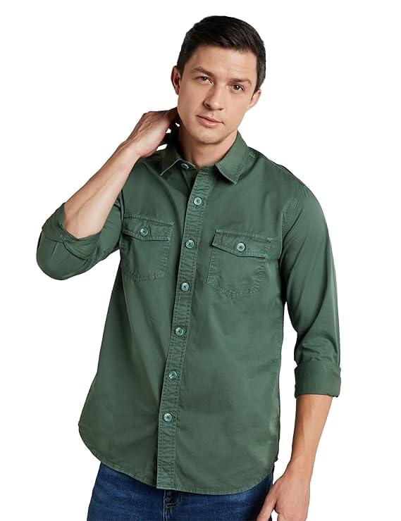 Symbol Premium Men's Casual Washed Cotton Twill Shirt (Regular Fit) - Image 4