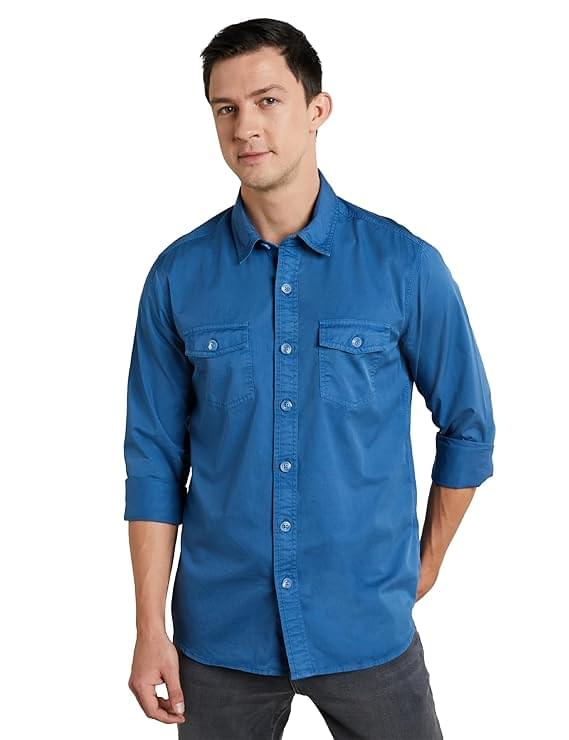 Symbol Premium Men's Casual Washed Cotton Twill Shirt (Regular Fit) - Image 3