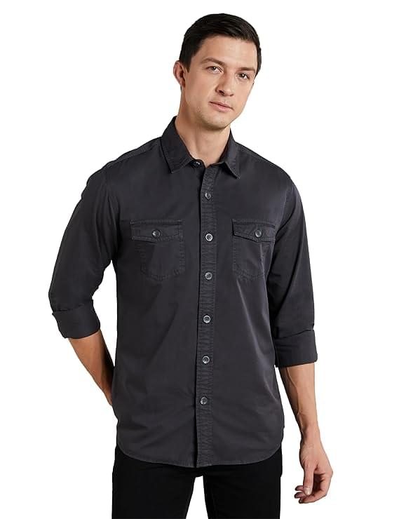 Symbol Premium Men's Casual Washed Cotton Twill Shirt (Regular Fit) - Image 2